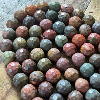 128 Facet Picasso Jasper Bead Strand - 6mm - 8mm