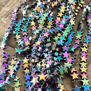 6mm Hematite Star Bead Strand - Electroplated - Non-Magnetic