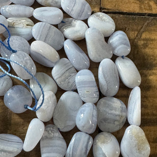 Blue Lace Agate Tumbled Stone Bead Strand - 8-13mm