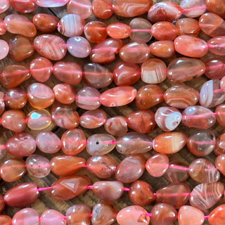 Red Agate Tumbled Stone Beads - 8-13mm