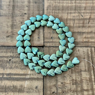 Electroplated Hematite Heart Bead Strand  - 8mm
