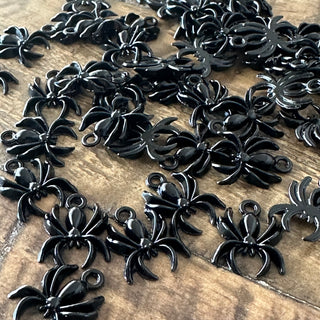 10pc Black Spider Charms