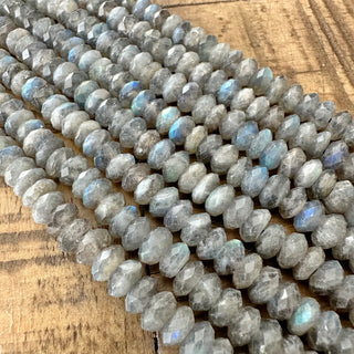 6x4mm Grade AA Faceted Rondelle Labradorite Bead Strand