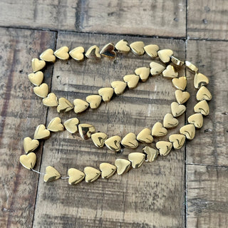Electroplated Hematite Heart Bead Strand  - 8mm
