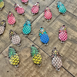 25pc Pineapple Link Connector Charms - Assorted Colors