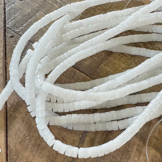White Jade Heishi Bead Strand - 4x2mm