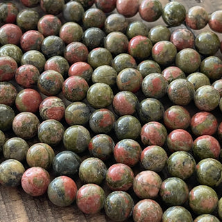 8mm Green Unakite Jasper Bead Strands