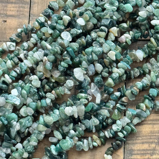 Moss Agate Chip Bead Strand - 5-8mm