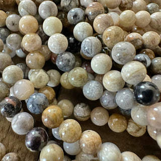 4mm Silver Crazy Lace Agate Bead Strand