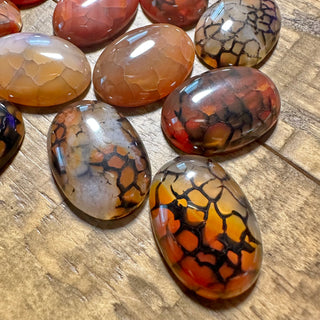 25x18mm Chocolate Dragon's Vein Agate Oval Cabochon