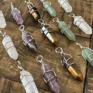 Assorted Gemstone Double Terminated Point Pendants - Wire-Wrapped Gemstones