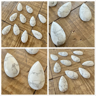 28x15mm Howlite Teardrop Cabochon