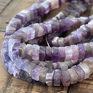 6mm Natural Amethyst Cube Beads Strands