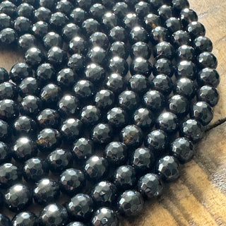 Faceted Obisidan Bead Strand - 6mm