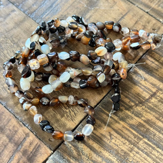 Black Agate Tumbled Stone Bead Strand - 5-7mm