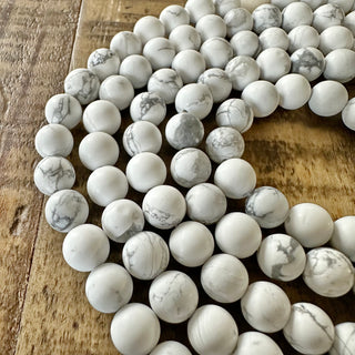 White Howlite Frosted Bead Strand - 4mm - 6mm - 8mm