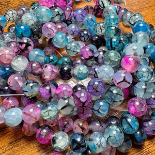 8mm Galaxy Dragons Vein Agate Bead Strand