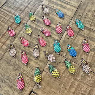 25pc Pineapple Link Connector Charms - Assorted Colors