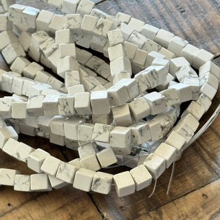 Howlite Cube Bead Strand - 8mm