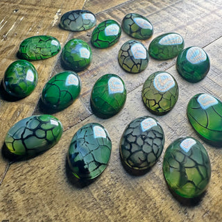 25x18mm Green Dragon's Vein Agate Oval Cabochon