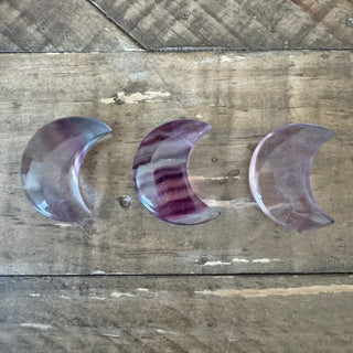 3pc 30x16mm Moon Shaped Fluorite Cabochon