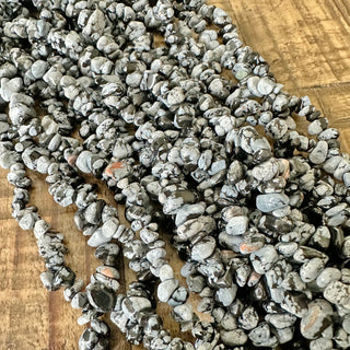 5-8mm Snowflake Obsidian Chip Bead Strand