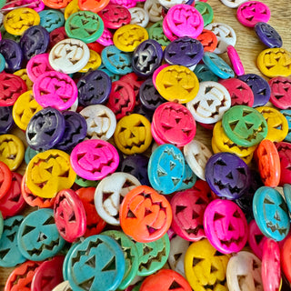 15mm Howlite Pumpkin Bead Strand - Assorted Colors