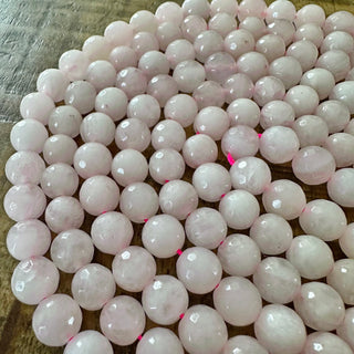 Faceted Pink Rose Quartz Bead Strand - 6mm - 8mm