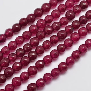 Faceted Dark Red Malaysian Jade Bead Strand - 4mm - 6mm - 8mm