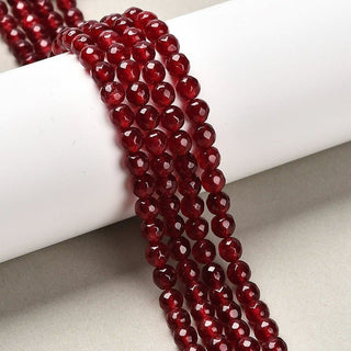 Faceted Dark Red Malaysian Jade Bead Strand - 4mm - 6mm - 8mm