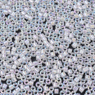Miyuki Round Delica Beads (DB0052) - 11/0 - Pale Peach Lined Crystal AB - 10g Tube