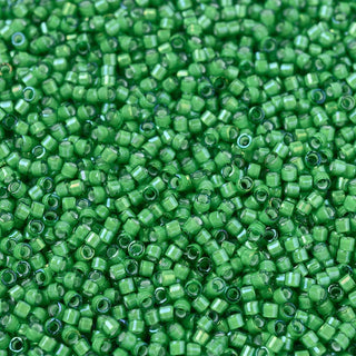 Miyuki Round Delica Beads (DB1787) - 11/0 - White Lined Green - 10g Tube
