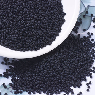 Miyuki Round Rocailles Beads (RR401F) - 11/0 - Matte Black - 10g Tube