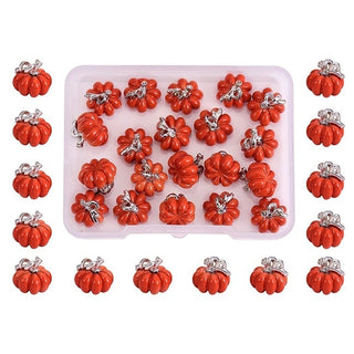 10pc Orange Enamel Pumpkin Charms 10x12mm