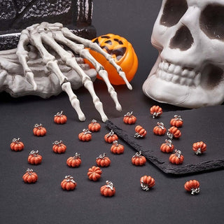 10pc Orange Enamel Pumpkin Charms 10x12mm