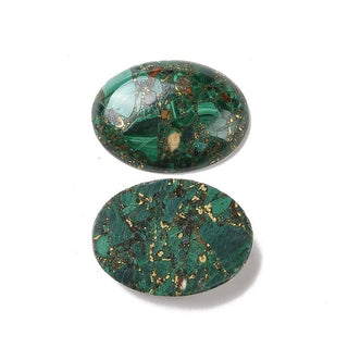 Oval Malachite with Gold Line Cabachon 22x30mm