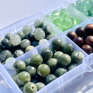 200pc Green Color Palette Stretch Bracelet Bead Kit - DIY - Crafts - Gemstone - Crystal - Wood - Glass
