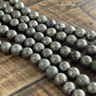 8mm Golden Pyrite Bead Strand