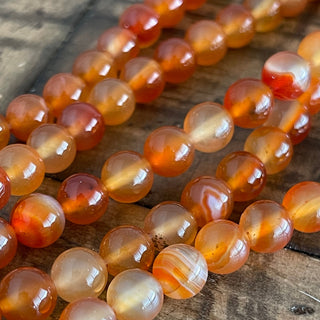 Natural Orange Carnelian Round Bead Strand - 4mm - 6mm - 8mm