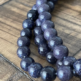 8mm Blue Goldstone Bead Strand