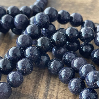 8mm Blue Goldstone Bead Strand