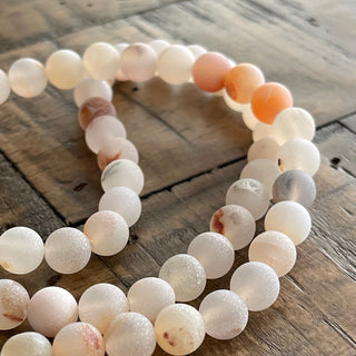 8mm Peach Frosted Druzy Agate Bead Strand