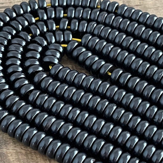 9mm Black Coconut Shell Rondelle Bead Strand