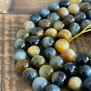 8mm AA Grade Golden Blue Tigers Eye Bead Strand