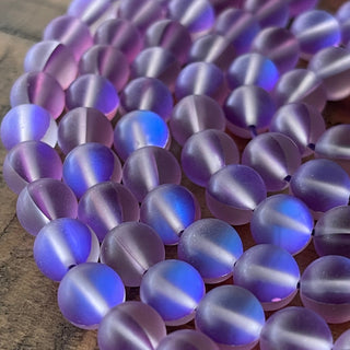 8mm Mermaid Glass Bead Strands - Synthetic Glass - Mystic - Aura - Synthetic Moonstone