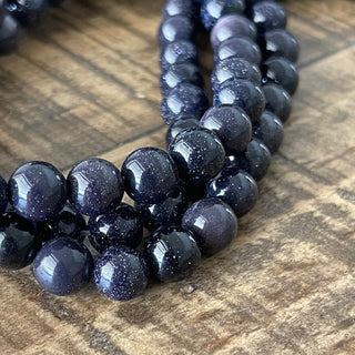 8mm Blue Goldstone Bead Strand