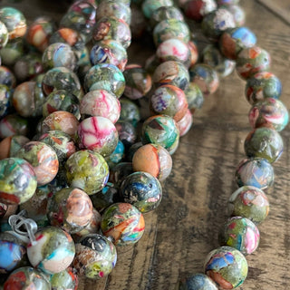 8mm Mardi Gras Imperial Jasper Bead Strand
