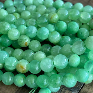 8mm Green Leaf Jade Bead Strand