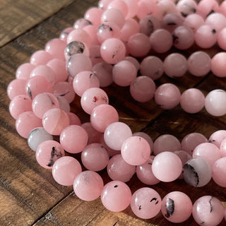 Pink Cherry Blossom Jasper Bead Strand - 6mm - 8mm