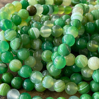 8mm Green Sardonyx Bead Strand